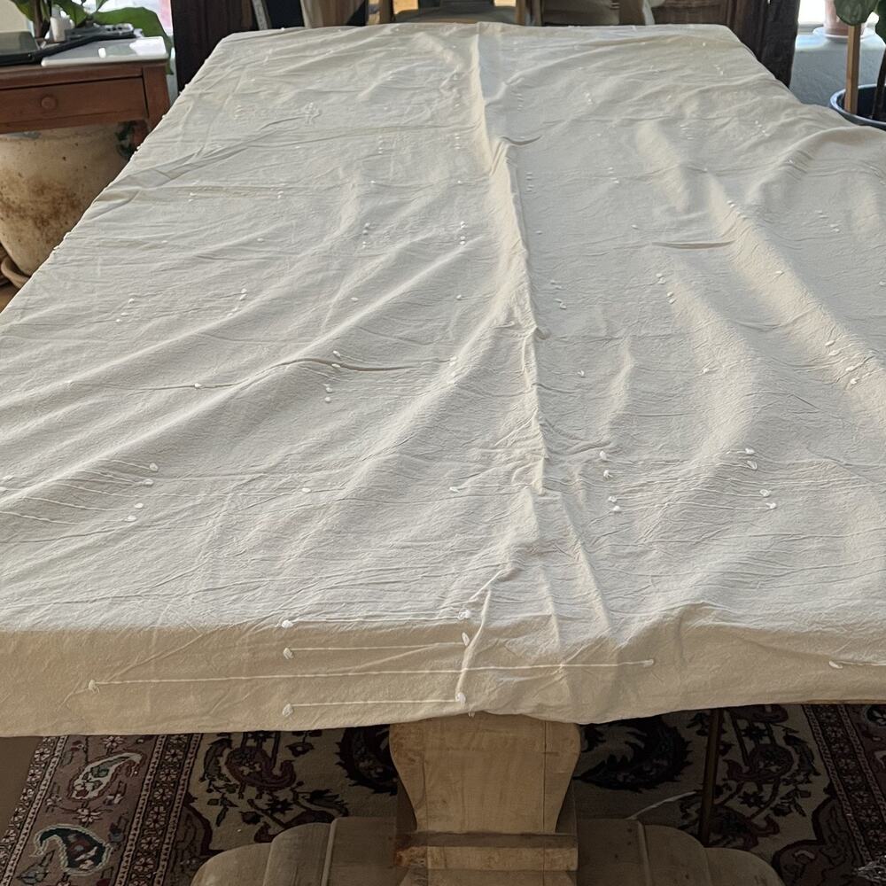Threshold Queen Duvet Cover 100% Cotton Tan Embroidery Zipper Closure